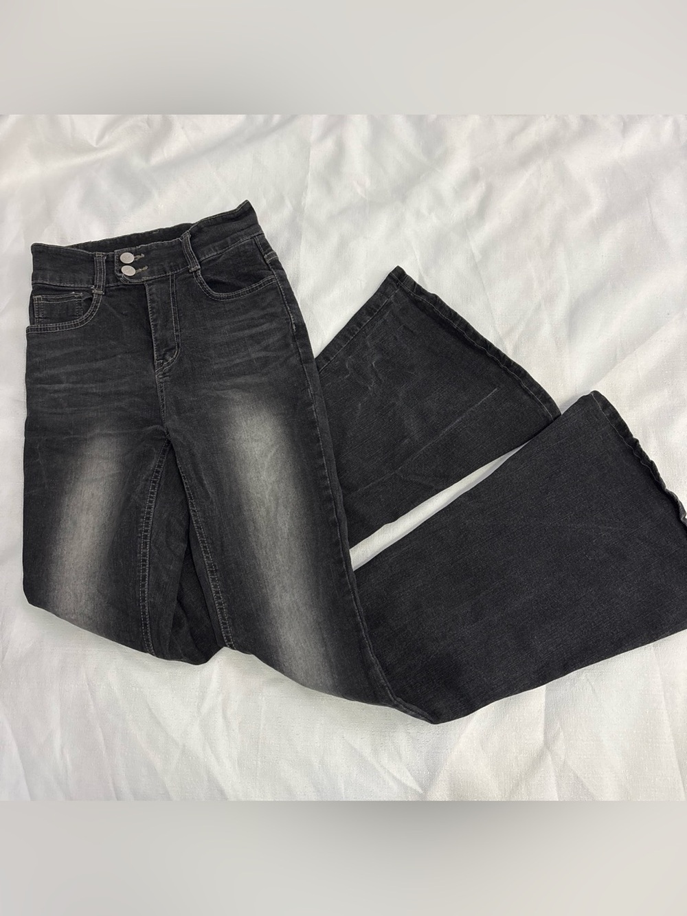 Y2K Flared Legged Black Washed High Rise Jeans